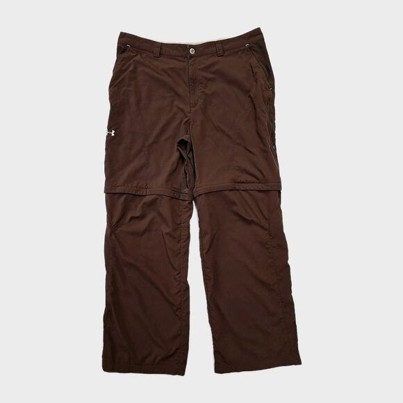 Under Armour Convertible Pants Men's 40x32 Brown Nylon Ripstop 7 Pocket Gorpcore - Picture 1 of 12